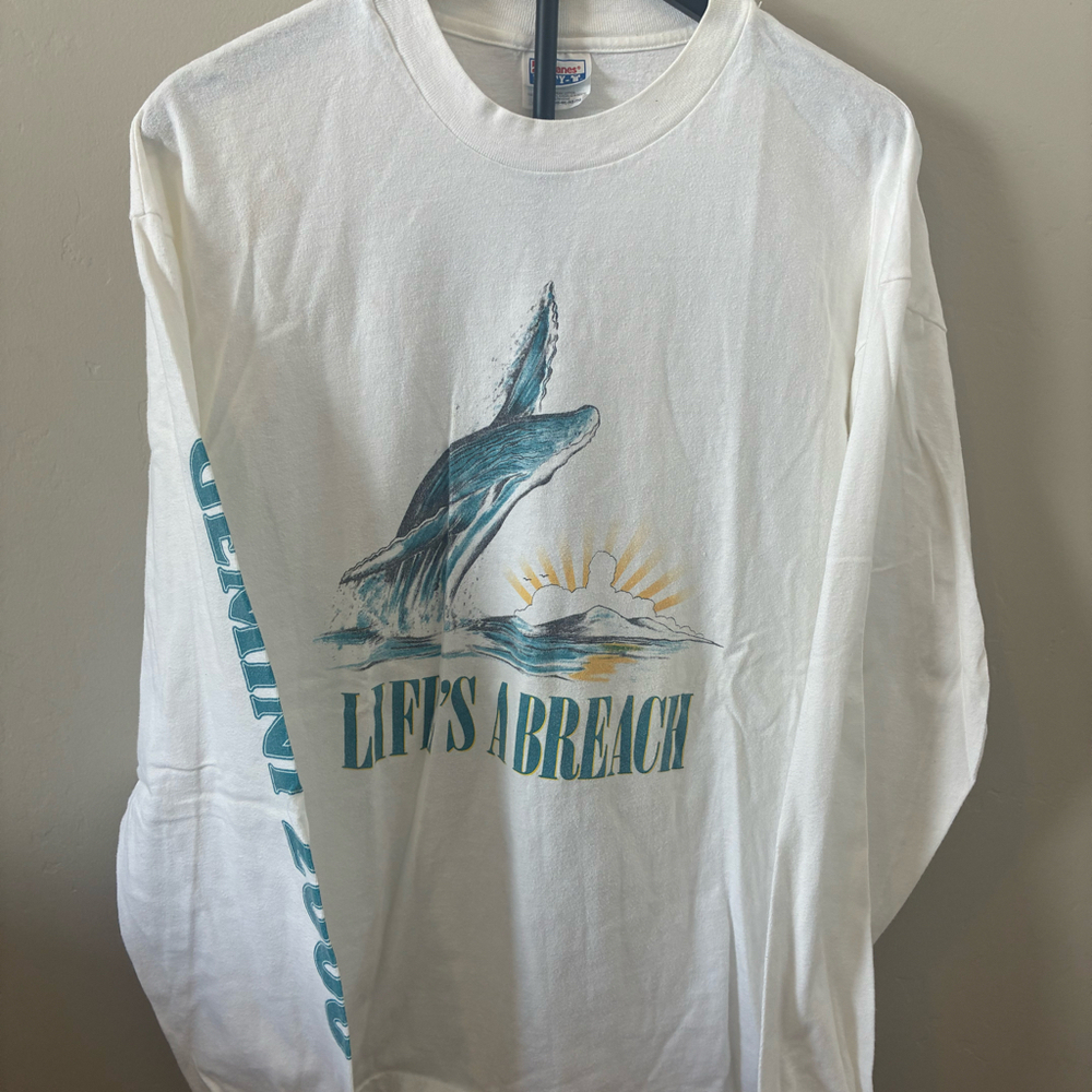 Vintage 2000 Gemini Charters Maui Long Sleeve Shirt XL Hanes Beefy-T Whale